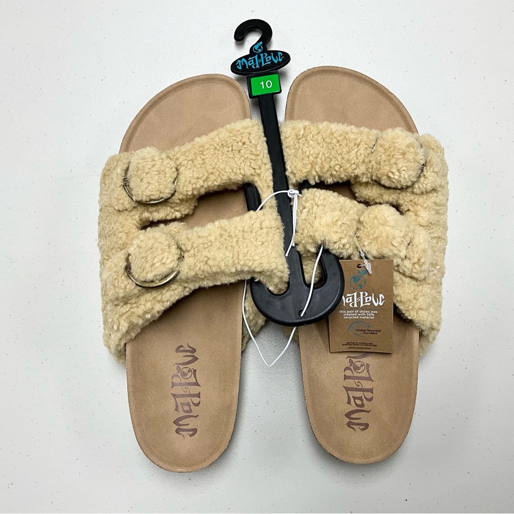Mad Love Fuzzy Sandals with Double Straps
